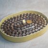Beige Oval leather Tray (L) w/Lid