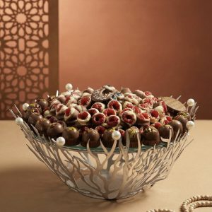 Steel Glass Tray With Pearls (Mixed Raspberries)