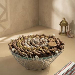 Steel Glass Tray With Pearls (Mixed Flutes)